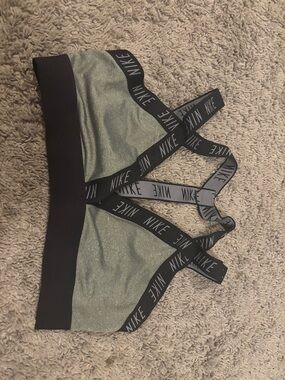 Nike Shimmery Heather gray Sports Bra with Black Logo Straps